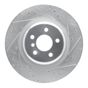 BMW X5 Brake Rotor (1) - Rear Right - R1 Concepts - Drilled & Slotted - Silver - `10-`14